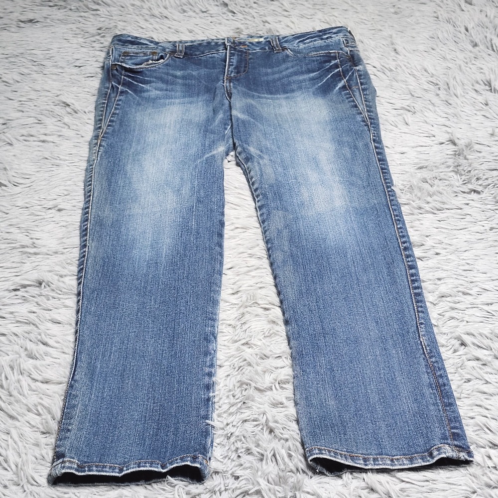Mudd Jeans Womens Juniors 11 Blue Denim Mid Rise Straight Leg Distressed Worn